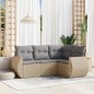 vidaXL 4-tlg. Garten-Sofagarnitur mit Kissen Beige Poly Rattan vidaXL 4-tlg. Garten-Sofagarnitur mit Kissen Beige Poly Rattan