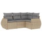 vidaXL 4-tlg. Garten-Sofagarnitur mit Kissen Beige Poly Rattan vidaXL 4-tlg. Garten-Sofagarnitur mit Kissen Beige Poly Rattan