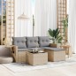 vidaXL 4-tlg. Garten-Sofagarnitur mit Kissen Beige Poly Rattan vidaXL 4-tlg. Garten-Sofagarnitur mit Kissen Beige Poly Rattan