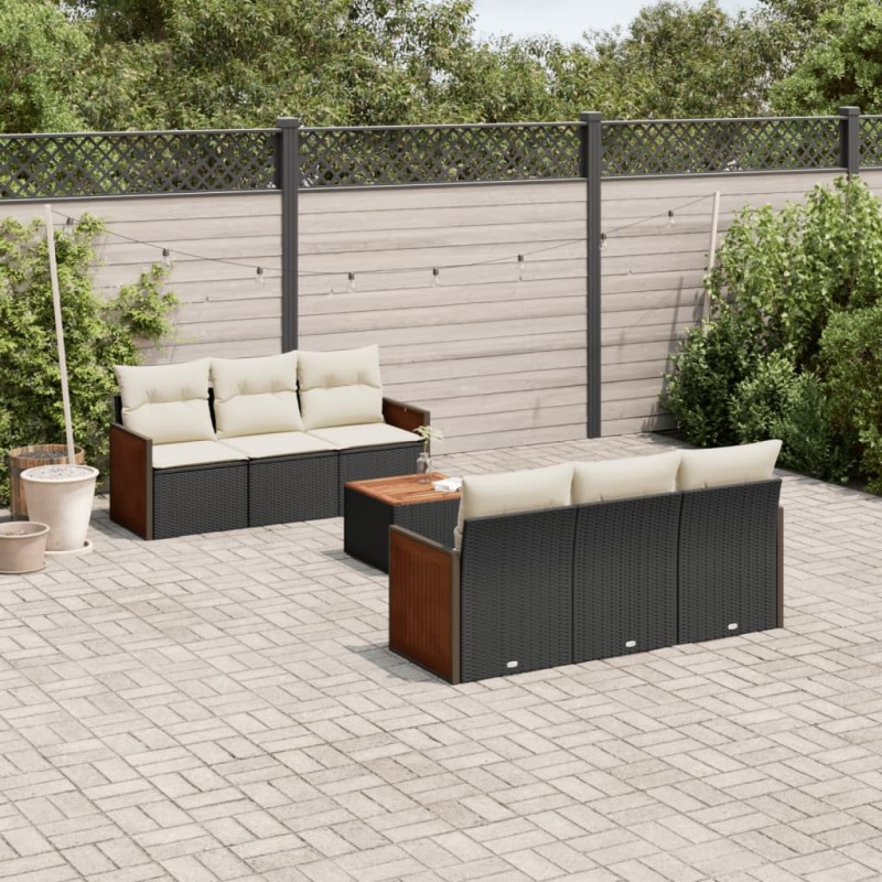 vidaXL 7-tlg. Garten-Sofagarnitur mit Kissen Schwarz Poly Rattan vidaXL 7-tlg. Garten-Sofagarnitur mit Kissen Schwarz Poly Rattan