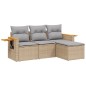 vidaXL 4-tlg. Garten-Sofagarnitur mit Kissen Beige Poly Rattan vidaXL 4-tlg. Garten-Sofagarnitur mit Kissen Beige Poly Rattan