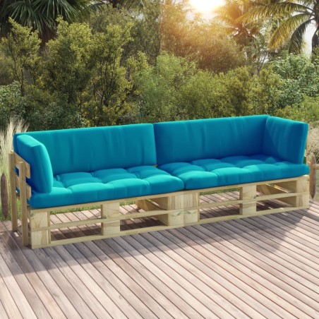 2-Sitzer-Palettensofa mit Kissen Grün Imprägniertes Kiefernholz