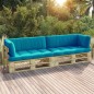 2-Sitzer-Palettensofa mit Kissen Grün Imprägniertes Kiefernholz 2-Sitzer-Palettensofa mit Kissen Grün Imprägniertes Kiefernholz