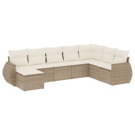 vidaXL 8-tlg. Garten-Sofagarnitur mit Kissen Beige Poly Rattan