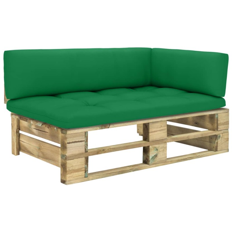 Garten-Ecksofa aus Paletten Grün Imprägniertes Kiefernholz Garten-Ecksofa aus Paletten Grün Imprägniertes Kiefernholz