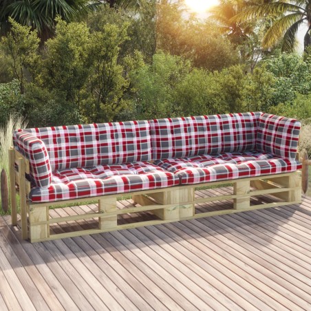 2-Sitzer-Palettensofa mit Kissen Grün Imprägniertes Kiefernholz