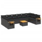 vidaXL 11-tlg. Garten-Sofagarnitur mit Kissen Schwarz Poly Rattan vidaXL 11-tlg. Garten-Sofagarnitur mit Kissen Schwarz Poly Rattan