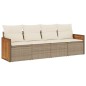 vidaXL 4-tlg. Garten-Sofagarnitur mit Kissen Beige Poly Rattan vidaXL 4-tlg. Garten-Sofagarnitur mit Kissen Beige Poly Rattan