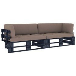 2-Sitzer-Palettensofa Schwarz Imprägniertes Kiefernholz