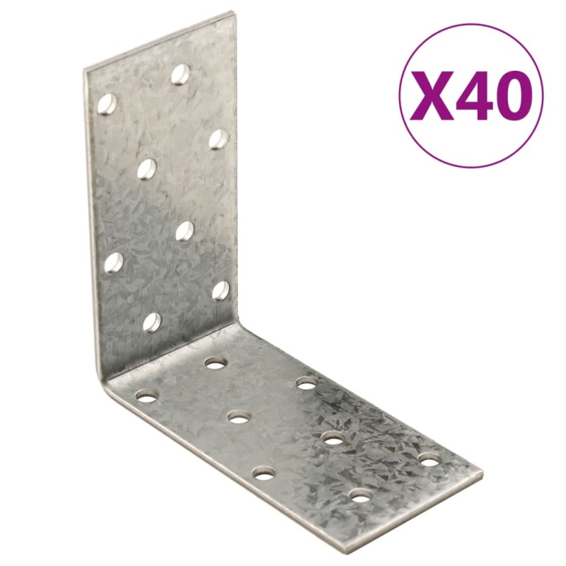 vidaXL Winkelhalterungen 40 Stk. 2 mm 80x40x80 mm Verzinkter Stahl vidaXL Winkelhalterungen 40 Stk. 2 mm 80x40x80 mm Verzinkter Stahl