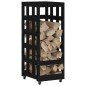 vidaXL Kaminholzregal mit Rollen Schwarz 40x49x110cm Massivholz Kiefer vidaXL Kaminholzregal mit Rollen Schwarz 40x49x110cm Massivholz Kiefer