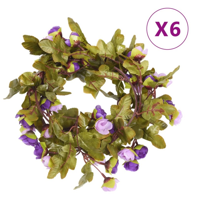 vidaXL Künstliche Blumengirlanden 6 Stk. Helllila 215 cm vidaXL Künstliche Blumengirlanden 6 Stk. Helllila 215 cm