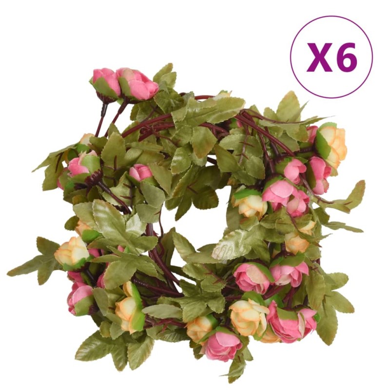 vidaXL Künstliche Blumengirlanden 6 Stk. Rosa 215 cm vidaXL Künstliche Blumengirlanden 6 Stk. Rosa 215 cm