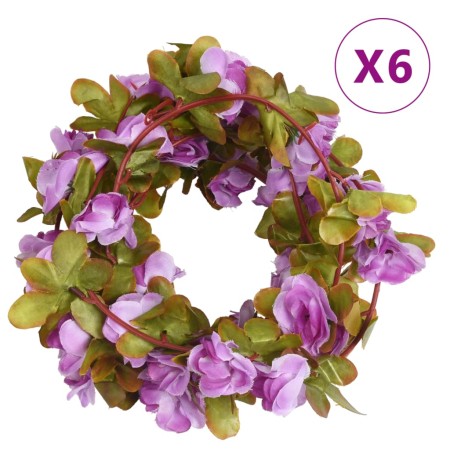 vidaXL Künstliche Blumengirlanden 6 Stk. Helllila 250 cm