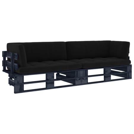 2-Sitzer-Palettensofa Schwarz Imprägniertes Kiefernholz