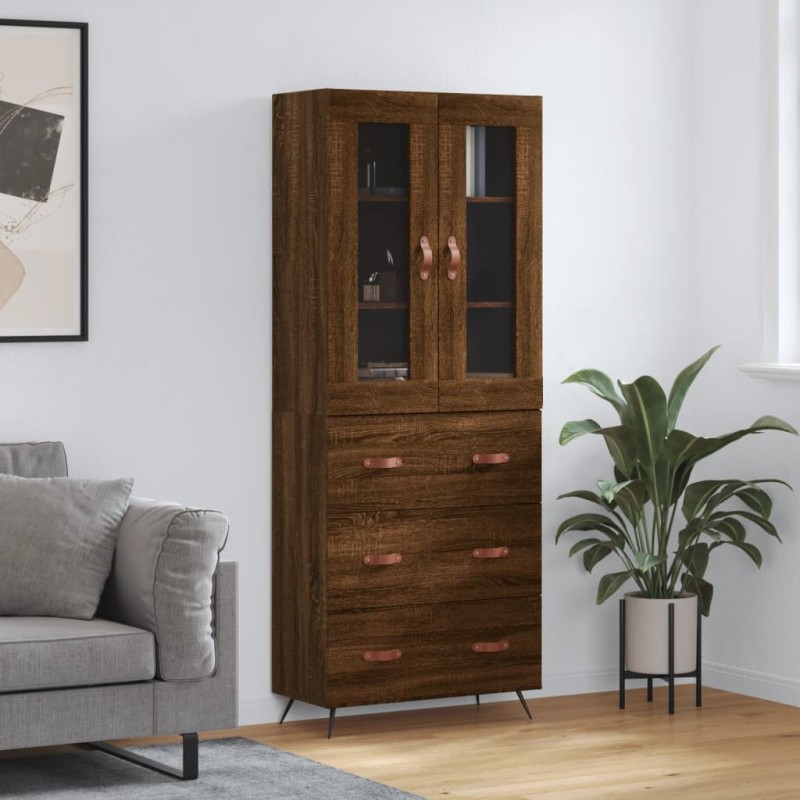 Highboard Braun Eichen-Optik 69,5x34x180 cm Holzwerkstoff Highboard Braun Eichen-Optik 69,5x34x180 cm Holzwerkstoff