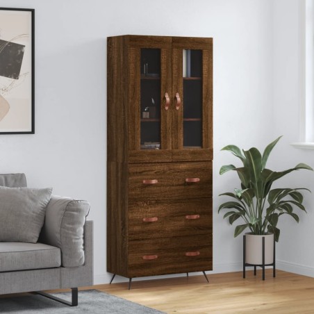 Highboard Braun Eichen-Optik 69,5x34x180 cm Holzwerkstoff