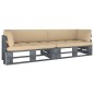 2-Sitzer-Palettensofa mit Kissen Grau Imprägniertes Kiefernholz 2-Sitzer-Palettensofa mit Kissen Grau Imprägniertes Kiefernholz