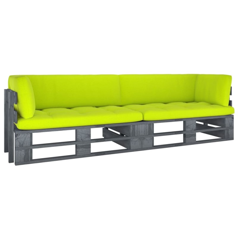 2-Sitzer-Palettensofa mit Kissen Grau Imprägniertes Kiefernholz 2-Sitzer-Palettensofa mit Kissen Grau Imprägniertes Kiefernholz