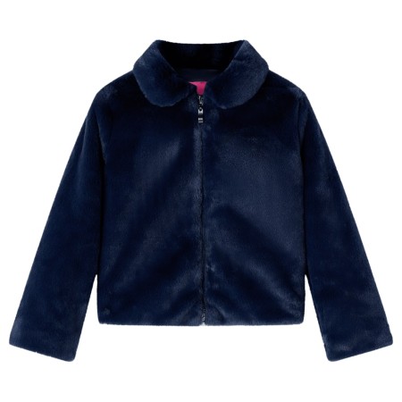 Kindermantel Kunstpelz Marineblau 140