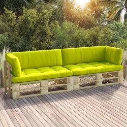 2-Sitzer-Palettensofa mit Kissen Grün Imprägniertes Kiefernholz