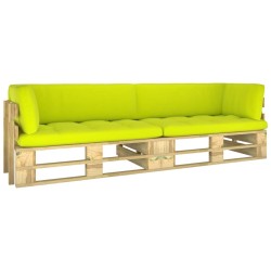 2-Sitzer-Palettensofa mit Kissen Grün Imprägniertes Kiefernholz