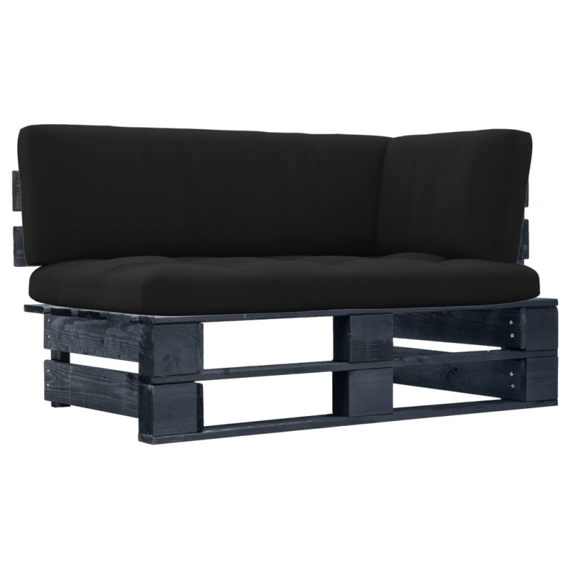 Garten-Ecksofa aus Paletten Schwarz Imprägniertes Kiefernholz Garten-Ecksofa aus Paletten Schwarz Imprägniertes Kiefernholz