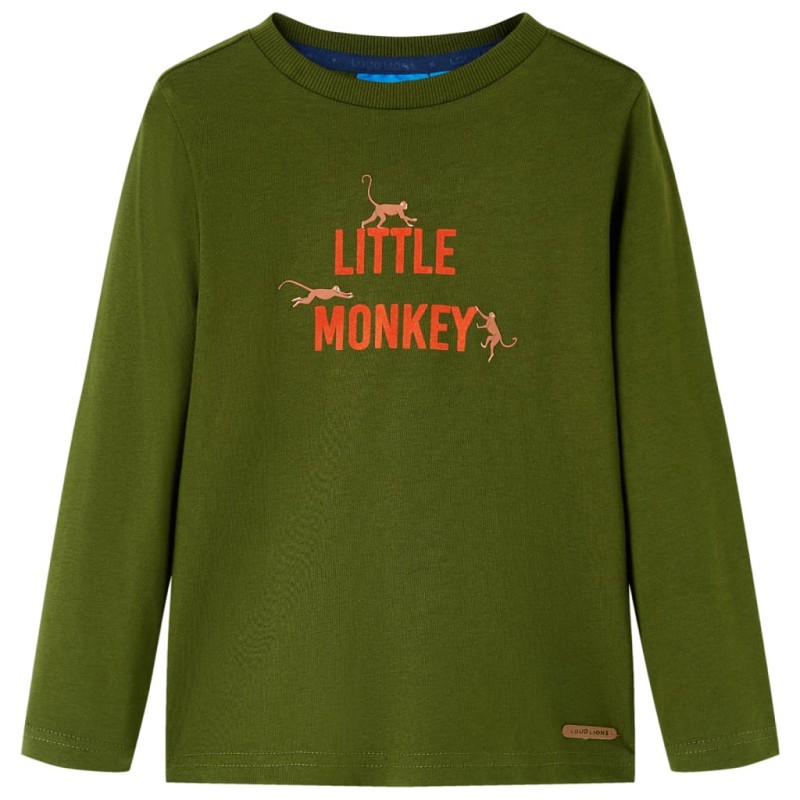 Kinder-Langarmshirt Dunkles Khaki 92 Kinder-Langarmshirt Dunkles Khaki 92