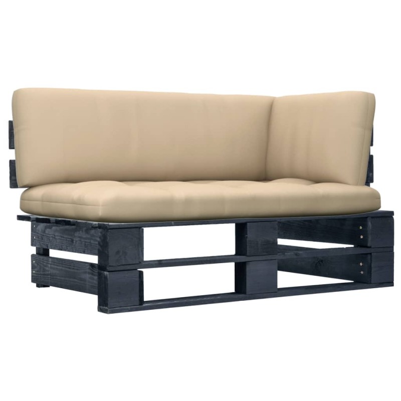 Garten-Ecksofa aus Paletten Schwarz Imprägniertes Kiefernholz Garten-Ecksofa aus Paletten Schwarz Imprägniertes Kiefernholz
