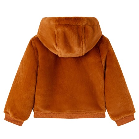 Kinder-Kapuzenjacke Kunstpelz Cognac 140