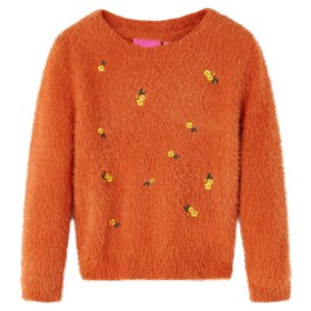 Kinderpullover Gestrickt Dunkelorange 140