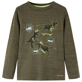 Kinder-Langarmshirt Dunkles Khaki Melange 128