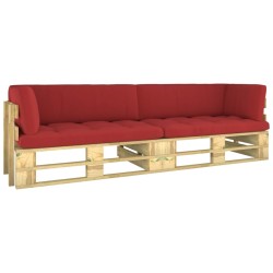 2-Sitzer-Palettensofa mit Kissen Grün Imprägniertes Kiefernholz