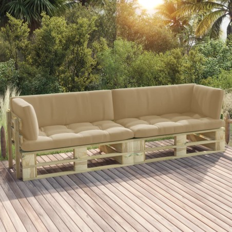 2-Sitzer-Palettensofa mit Kissen Grün Imprägniertes Kiefernholz