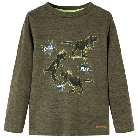 Kinder-Langarmshirt Dunkles Khaki Melange 104