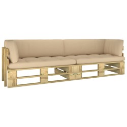 2-Sitzer-Palettensofa mit Kissen Grün Imprägniertes Kiefernholz