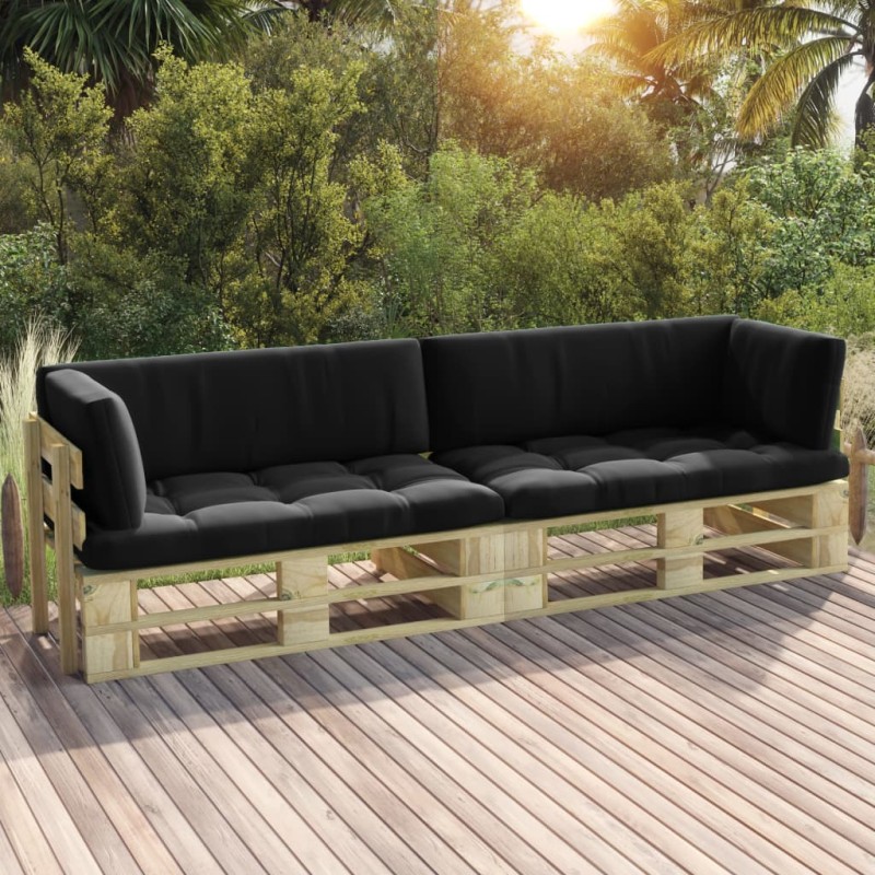 2-Sitzer-Palettensofa mit Kissen Grün Imprägniertes Kiefernholz 2-Sitzer-Palettensofa mit Kissen Grün Imprägniertes Kiefernholz