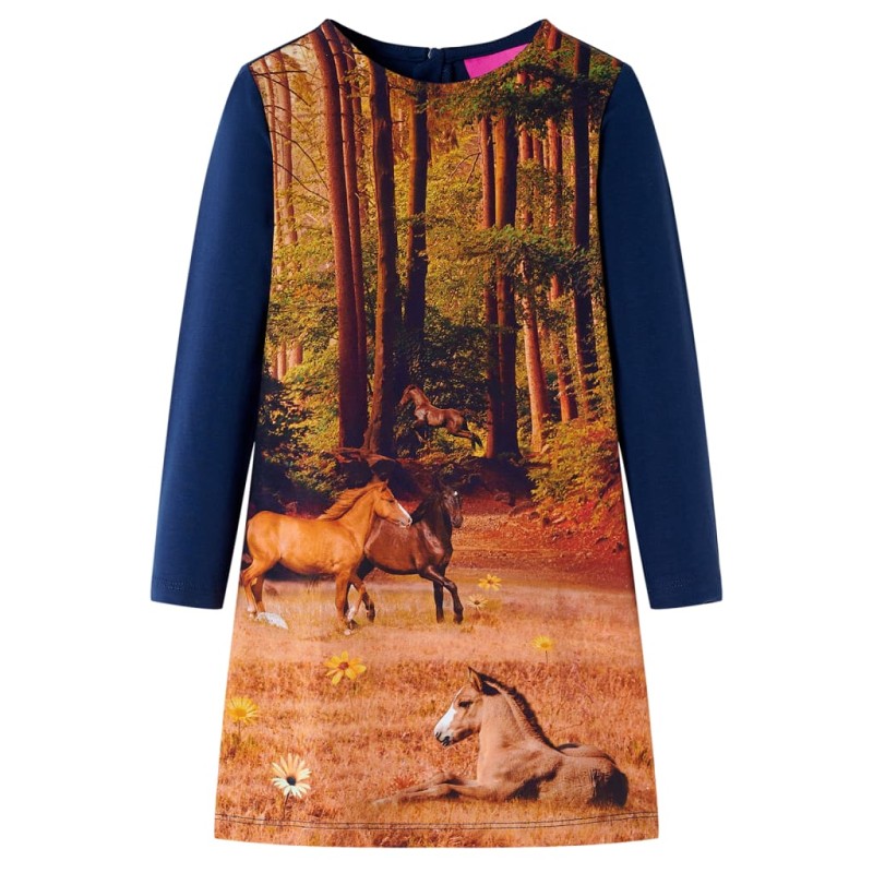 Kinderkleid mit Langen Ärmeln Marineblau 128 Kinderkleid mit Langen Ärmeln Marineblau 128