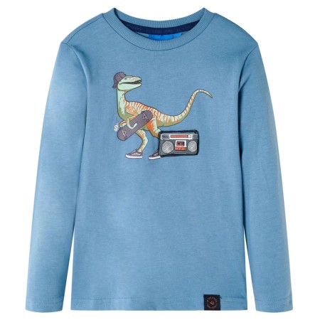 Kinder-Langarmshirt Mittelblau 140