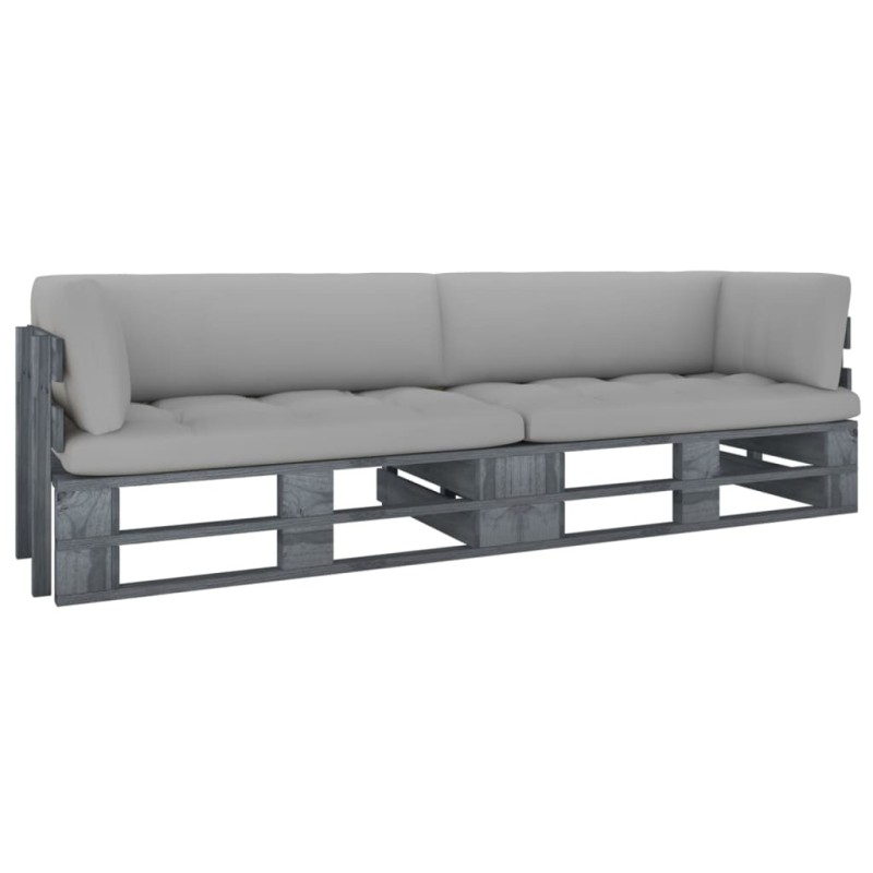 2-Sitzer-Palettensofa mit Kissen Grau Imprägniertes Kiefernholz 2-Sitzer-Palettensofa mit Kissen Grau Imprägniertes Kiefernholz