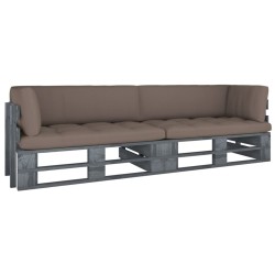 2-Sitzer-Palettensofa mit Kissen Grau Imprägniertes Kiefernholz