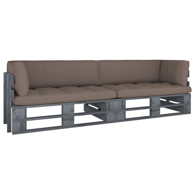 2-Sitzer-Palettensofa mit Kissen Grau Imprägniertes Kiefernholz 2-Sitzer-Palettensofa mit Kissen Grau Imprägniertes Kiefernholz