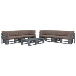 6-tlg. Paletten-Lounge-Set Grau Imprägniertes Kiefernholz