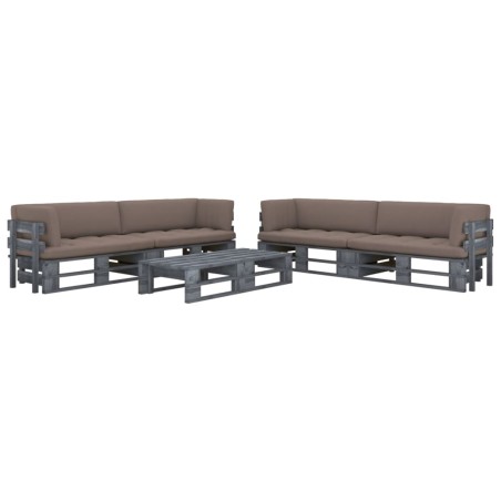 6-tlg. Paletten-Lounge-Set Grau Imprägniertes Kiefernholz