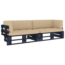 2-Sitzer-Palettensofa Schwarz Imprägniertes Kiefernholz