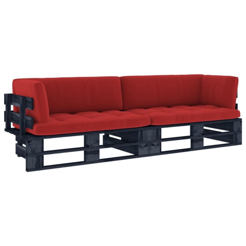 2-Sitzer-Palettensofa Schwarz Imprägniertes Kiefernholz 2-Sitzer-Palettensofa Schwarz Imprägniertes Kiefernholz