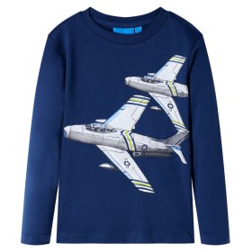 Kinder-Langarmshirt Marineblau 128