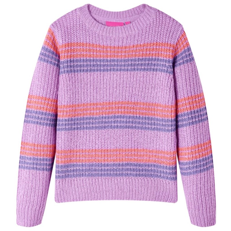Kinderpullover mit Streifen Gestrickt Lila und Rosa 140 Kinderpullover mit Streifen Gestrickt Lila und Rosa 140