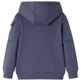 Kinder-Kapuzenpullover mit Reißverschluss Dunkelblau Melange 128