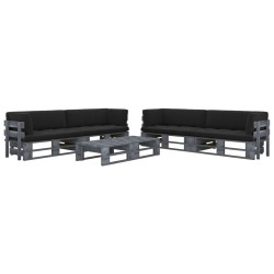 6-tlg. Paletten-Lounge-Set Grau Imprägniertes Kiefernholz